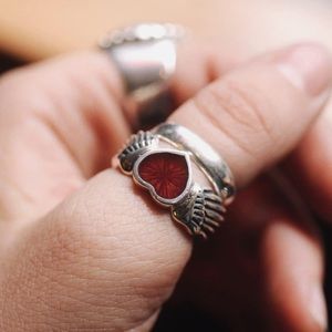 The Great Frog Winged Heart with Enamel Ring